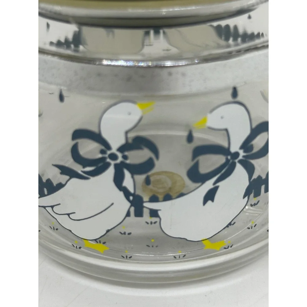 VTG Country Goose Glass Canister Blue White Farmhouse Kitchen Storage Jar Small